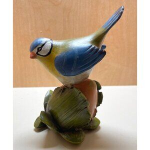 Sweet Vintage Evergreen Home & Garden Resin Bird Figurine on Flower Bud